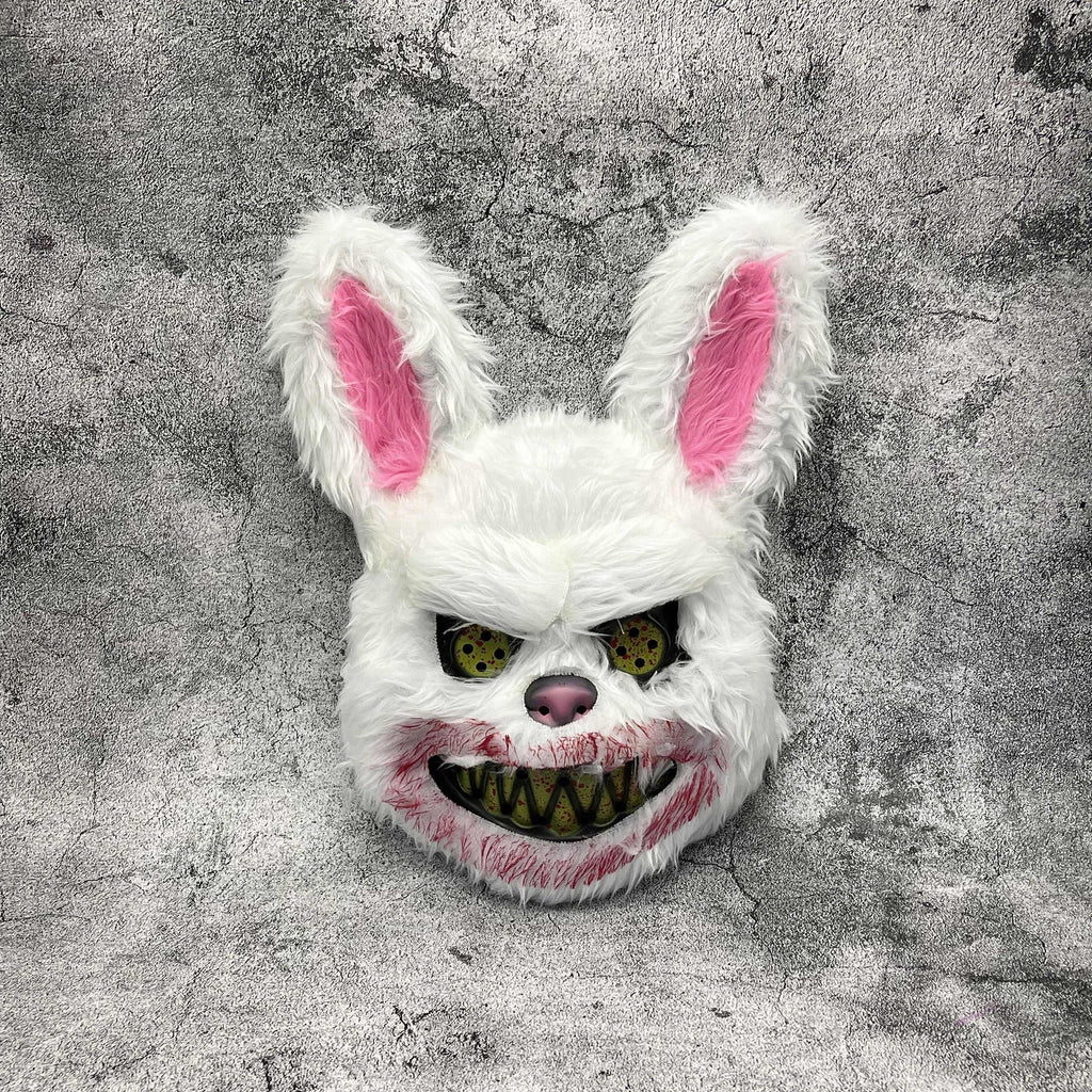 Máscara de conejo o de oso terrorífico para Halloween en pelo sintético con dientes ensangrentados, 4 diseños y sets de 