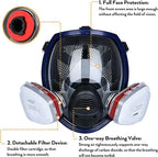 Máscara respiratoria completa con visor transparente y cartuchos de filtro intercambiables