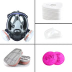Máscara respiratoria completa con visor transparente y cartuchos de filtro intercambiables