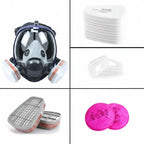 Máscara respiratoria completa con visor transparente y cartuchos de filtro intercambiables