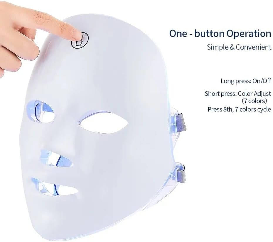 Mascarilla facial LED inalámbrica ajustable con 7 colores de luz