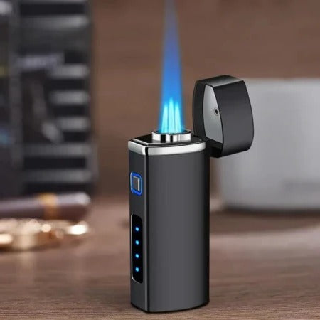 Mechero metálico de triple llama azul – recargable por USB
