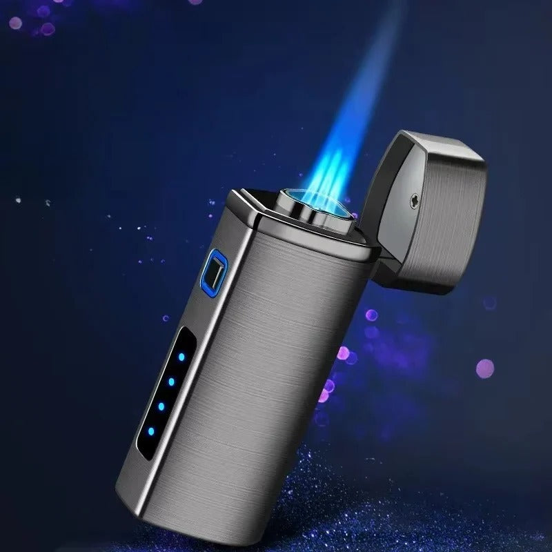 Mechero metálico de triple llama azul – recargable por USB
