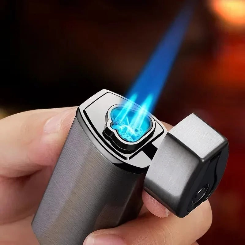 Mechero metálico de triple llama azul – recargable por USB