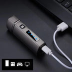 Mechero metálico de triple llama azul – recargable por USB