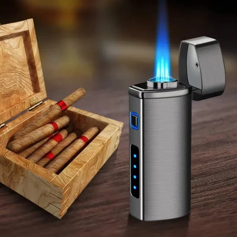 Mechero metálico de triple llama azul – recargable por USB