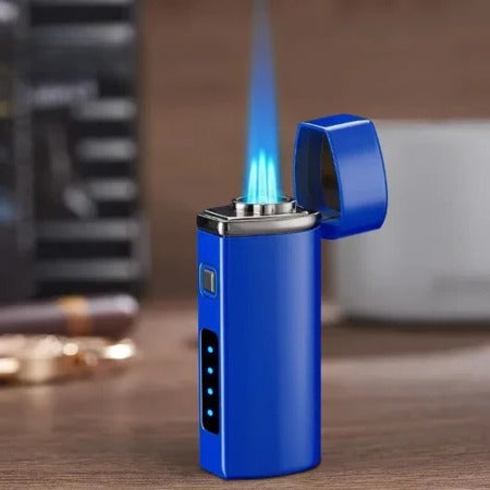 Mechero metálico de triple llama azul – recargable por USB