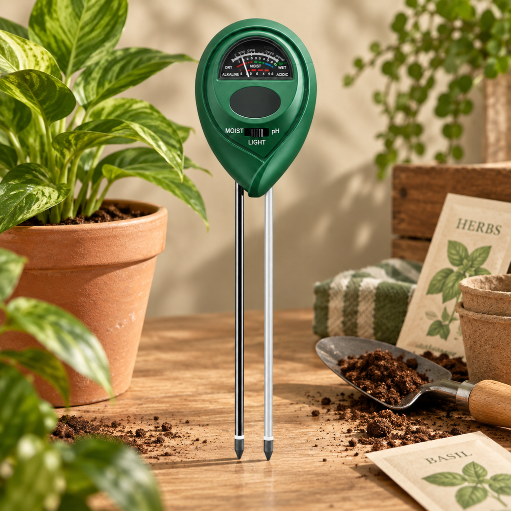 Medidor de humedad de suelo herramienta de jardinería sensor triple