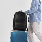 Mochila de piel para portátil, piel premium, compatible con portátil de 15", tirantes acolchados