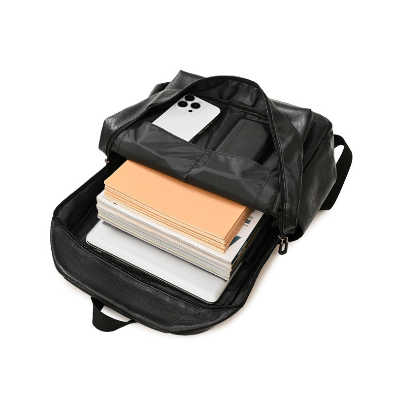 Mochila de piel para portátil, piel premium, compatible con portátil de 15", tirantes acolchados