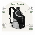 Mochila transportín para perros con red transpirable y acolchado ergonómico (base extraíble)