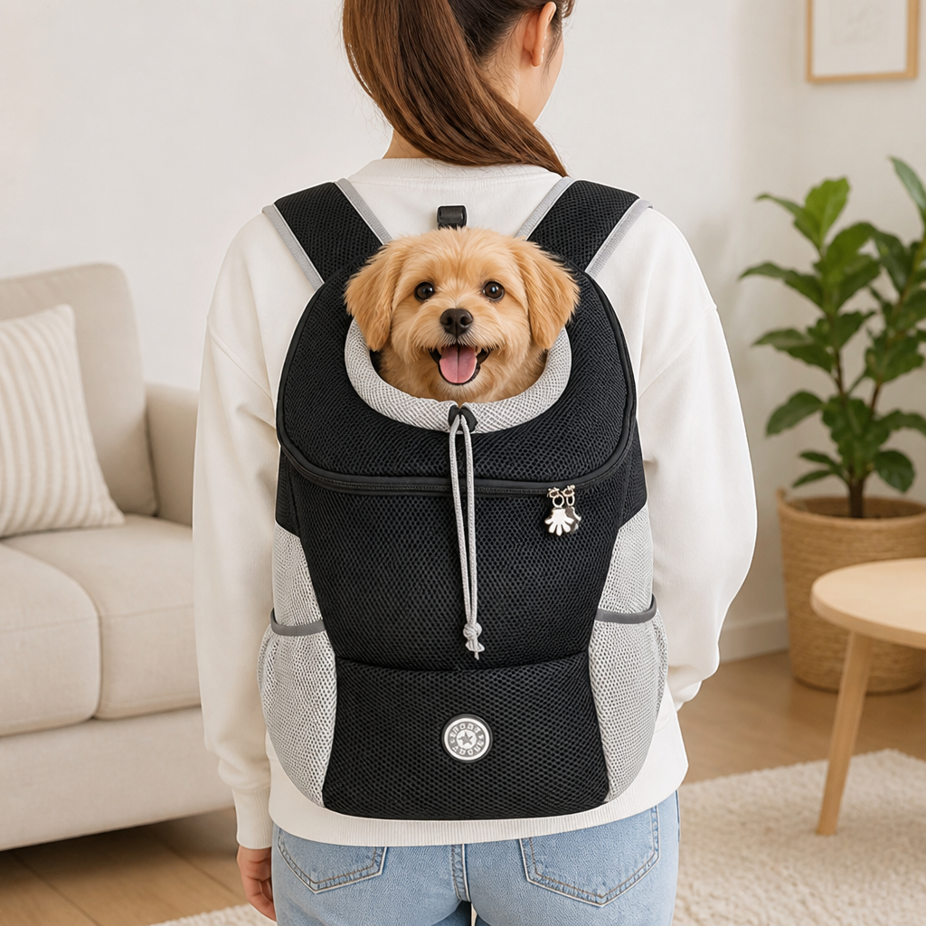 Mochila transportín para perros con red transpirable y acolchado ergonómico (base extraíble)