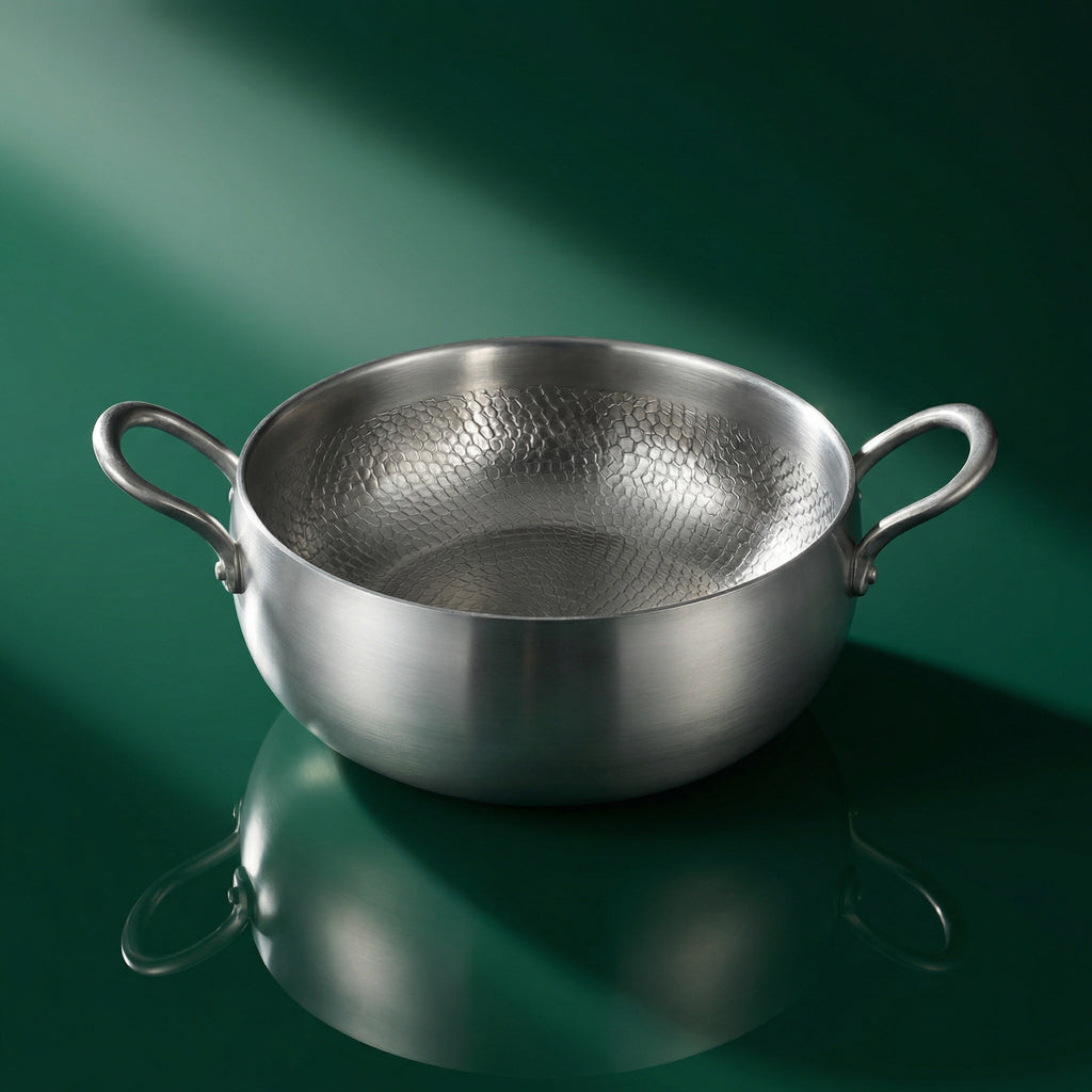 Olla profunda de titanio puro martillado a mano, 28 cm