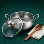 Olla profunda de titanio puro martillado a mano, 28 cm