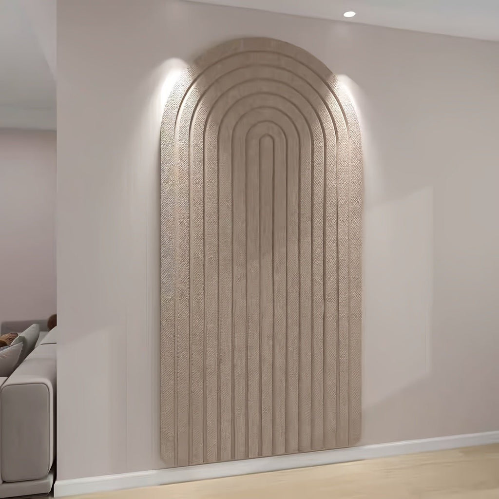 Panel de fieltro curvo autoadhesivo con diseño de arco a rayas para organizar notas en oficina, recibidor y dormitorio
