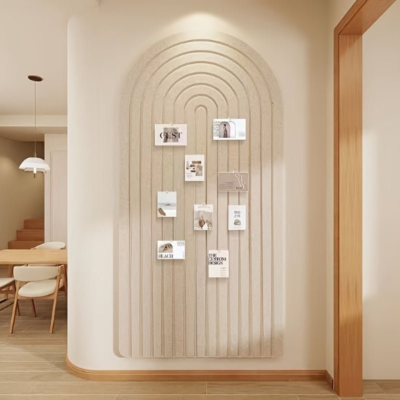 Panel de fieltro curvo autoadhesivo con diseño de arco a rayas para organizar notas en oficina, recibidor y dormitorio
