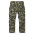 Pantalones cargo de camuflaje para hombre de algodón elástico de pierna recta con bolsillos