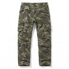 Pantalones cargo de camuflaje para hombre de algodón elástico de pierna recta con bolsillos