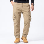 Pantalones cargo de camuflaje para hombre de algodón elástico de pierna recta con bolsillos