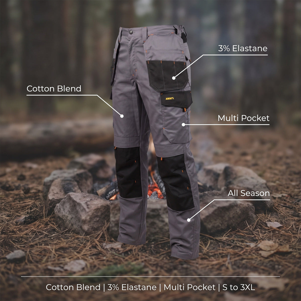 Pantalones cargo elásticos para hombre de mezcla de algodón para todas las estaciones con bolsillos