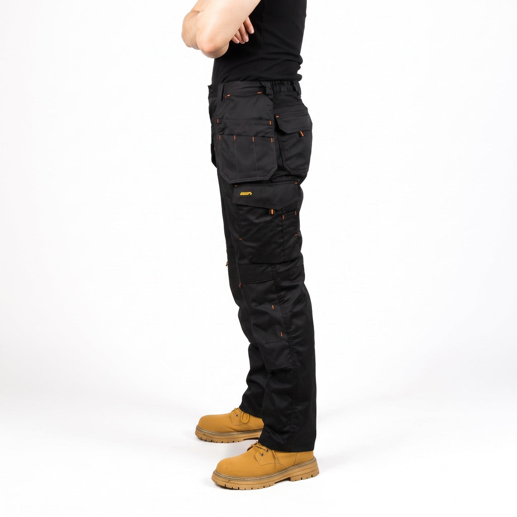 Pantalones cargo elásticos para hombre de mezcla de algodón para todas las estaciones con bolsillos
