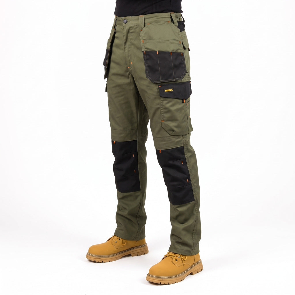Pantalones cargo elásticos para hombre de mezcla de algodón para todas las estaciones con bolsillos