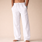 Pantalones de lino con cordón para hombre – corte holgado
