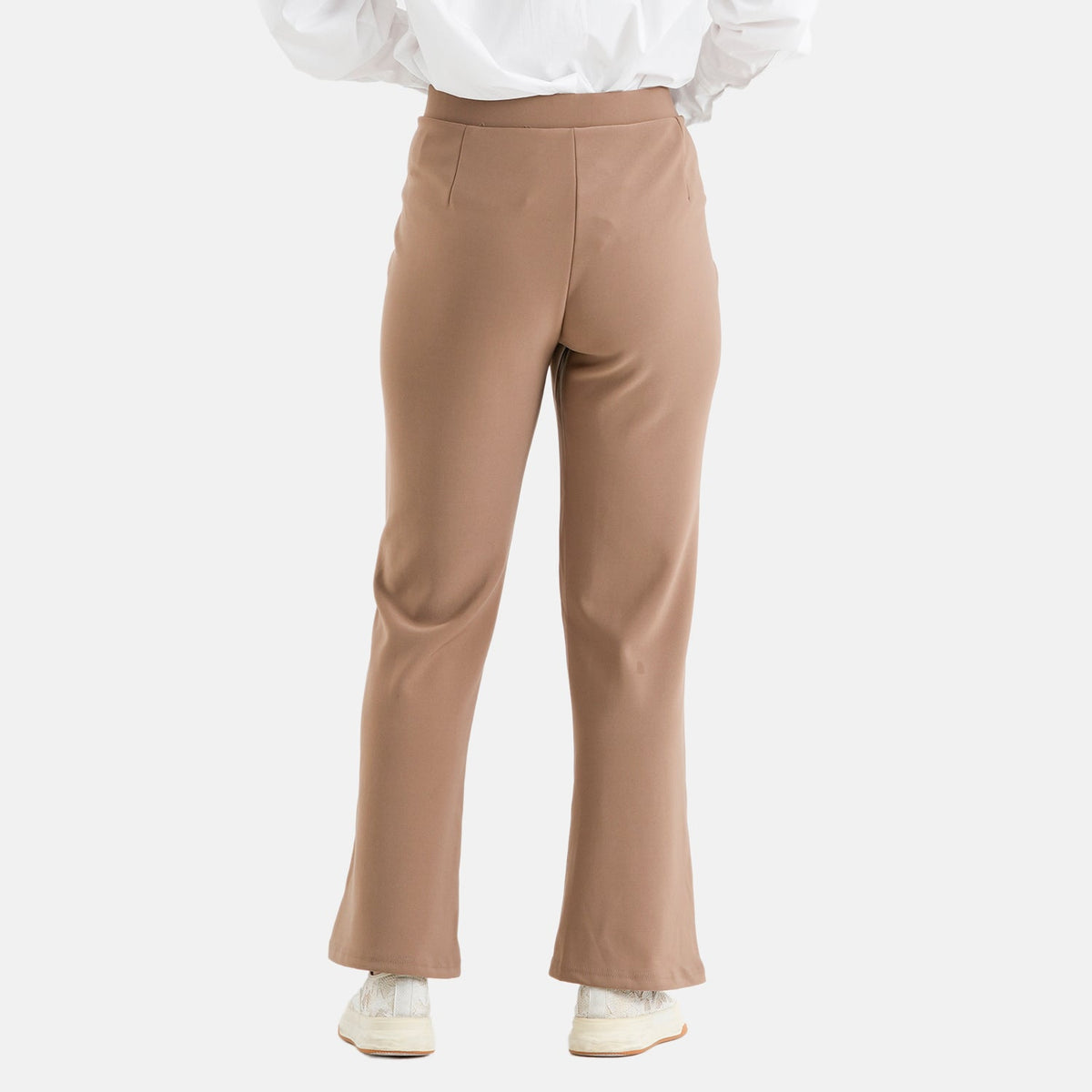 Pantalones de vestir elásticos para mujer con cintura elástica y cierre de botón