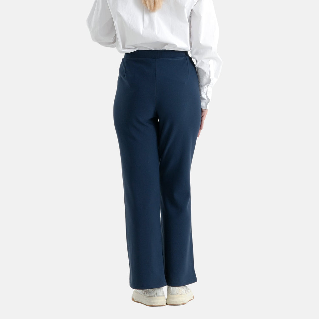 Pantalones de vestir elásticos para mujer con cintura elástica y cierre de botón
