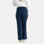 Pantalones de vestir elásticos para mujer con cintura elástica y cierre de botón