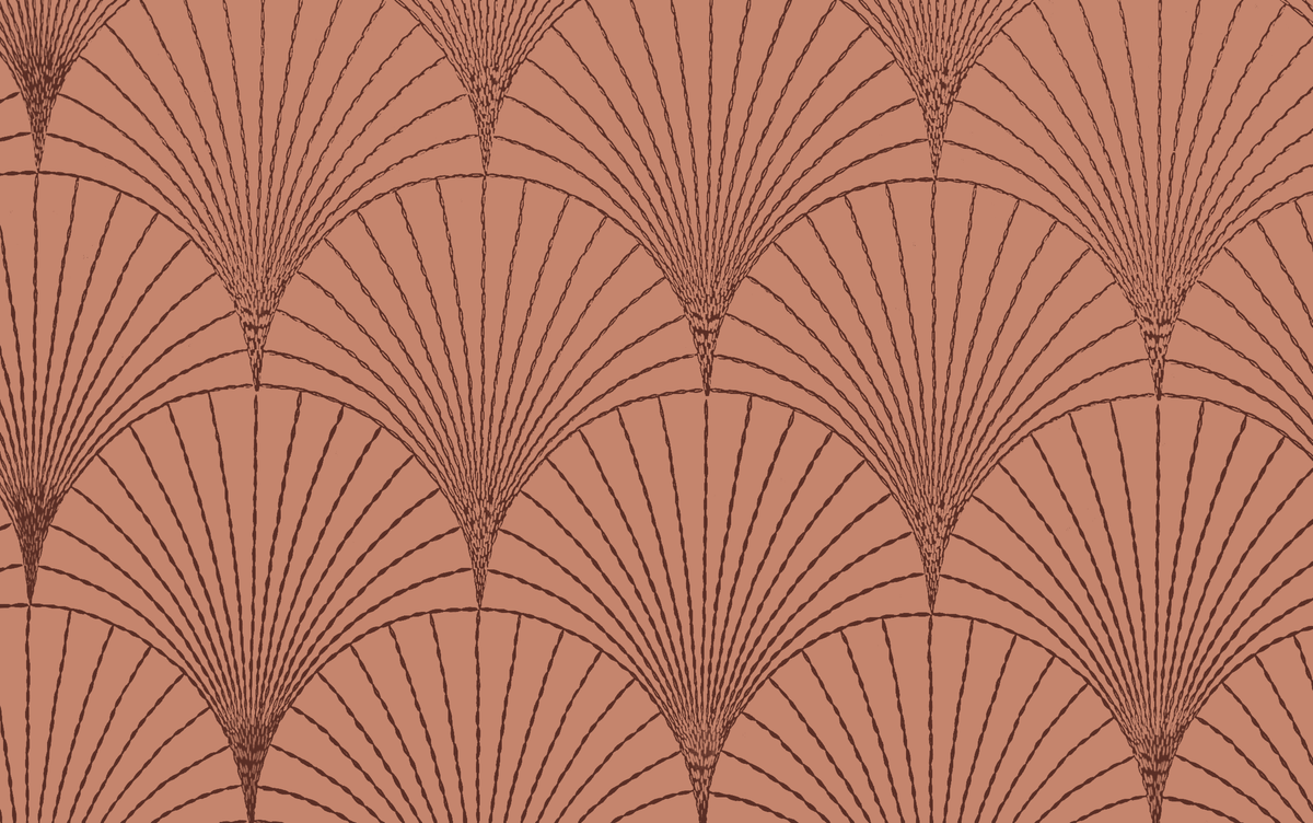 Papel pintado mural Art Déco | Patrón geométrico de abanicos en RAL 3012