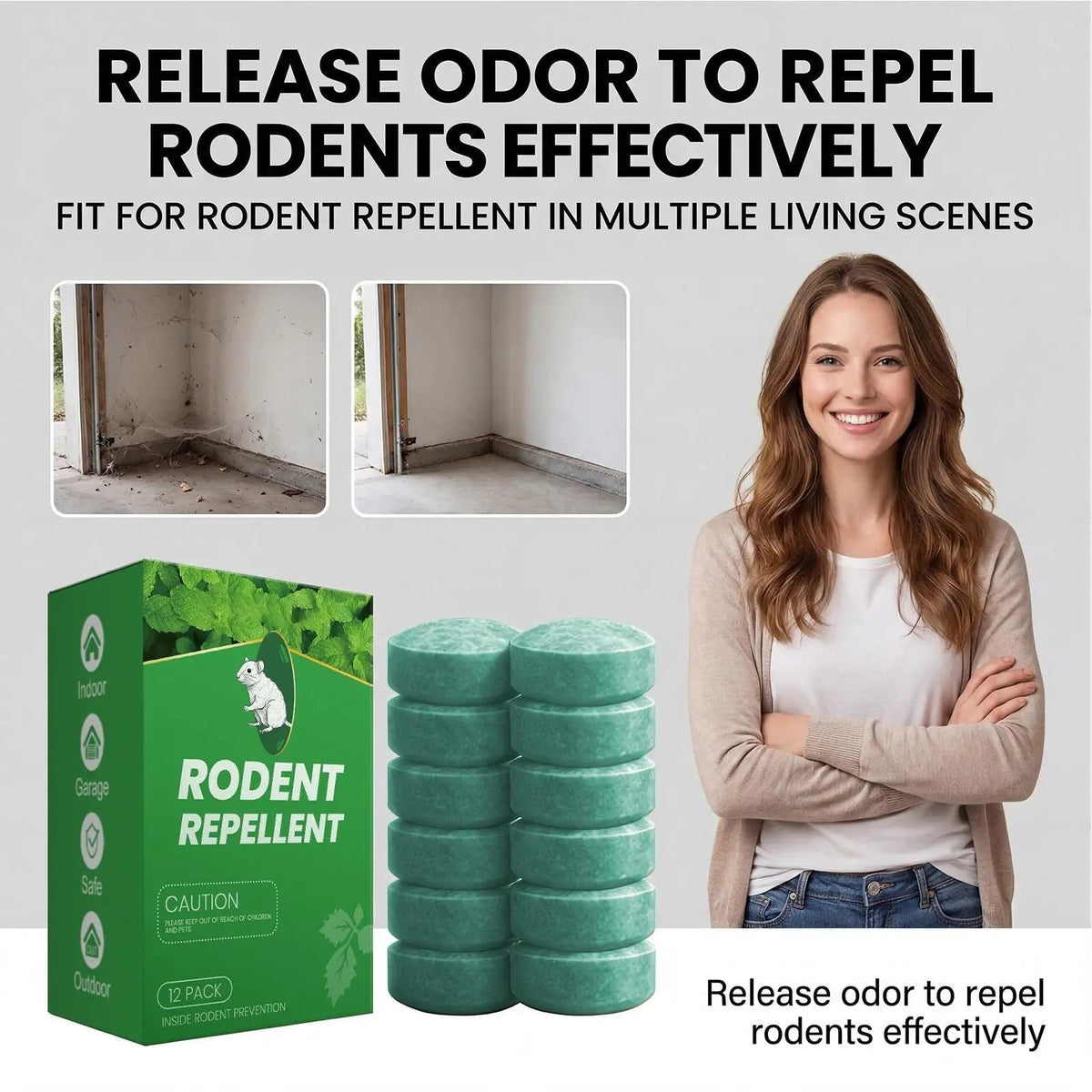 Pastillas repelentes de roedores con esencia natural de menta – Pack de 12