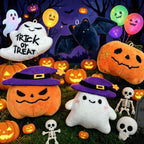 Peluche de fantasma de Halloween con tejido suave y cara bordada