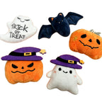 Peluche de fantasma de Halloween con tejido suave y cara bordada