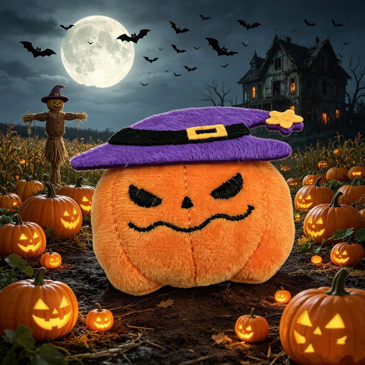 Peluche de fantasma de Halloween con tejido suave y cara bordada