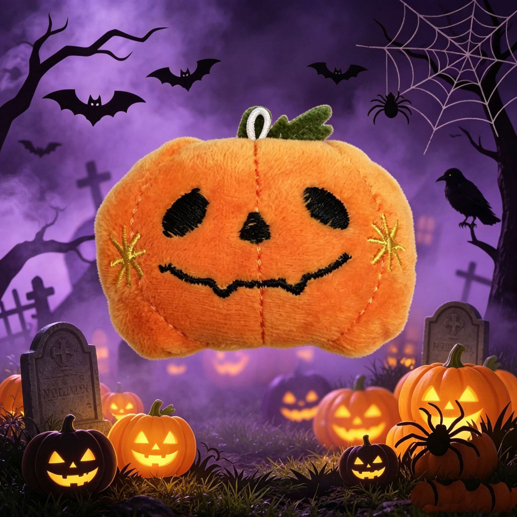Peluche de fantasma de Halloween con tejido suave y cara bordada