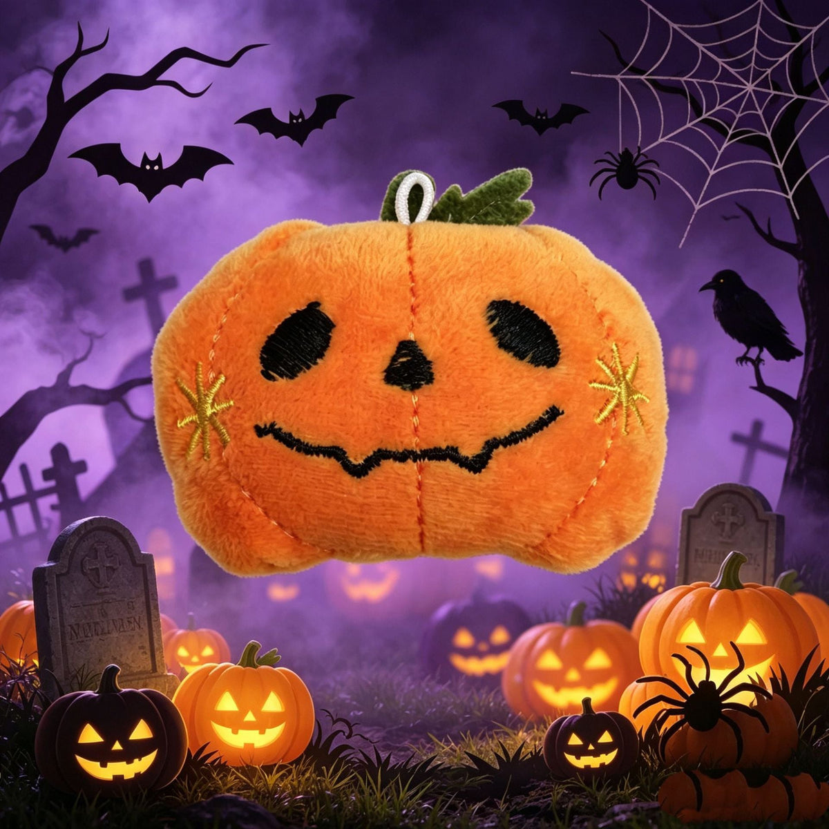 Peluche de fantasma de Halloween con tejido suave y cara bordada