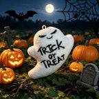 Peluche de fantasma de Halloween con tejido suave y cara bordada