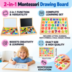 Pizarra de dibujo Montessori 2 en 1 de madera | Lado magnético y lado para escribir | Manera divertida de aprender forma