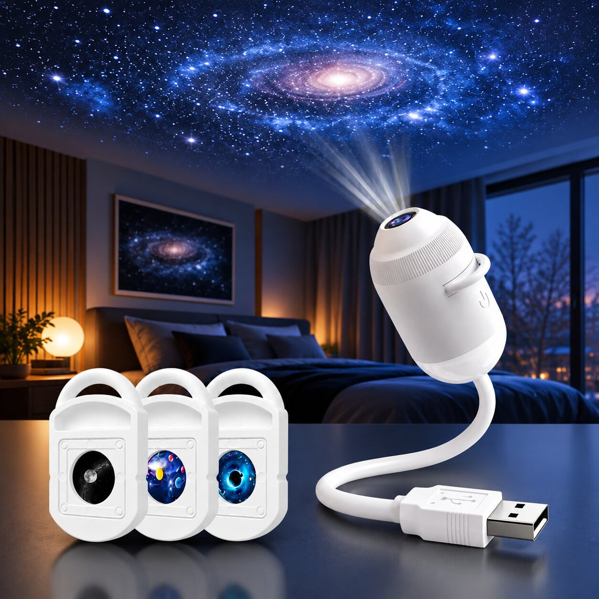 Proyector de cielo estrellado con motivos intercambiables | Sternschleier