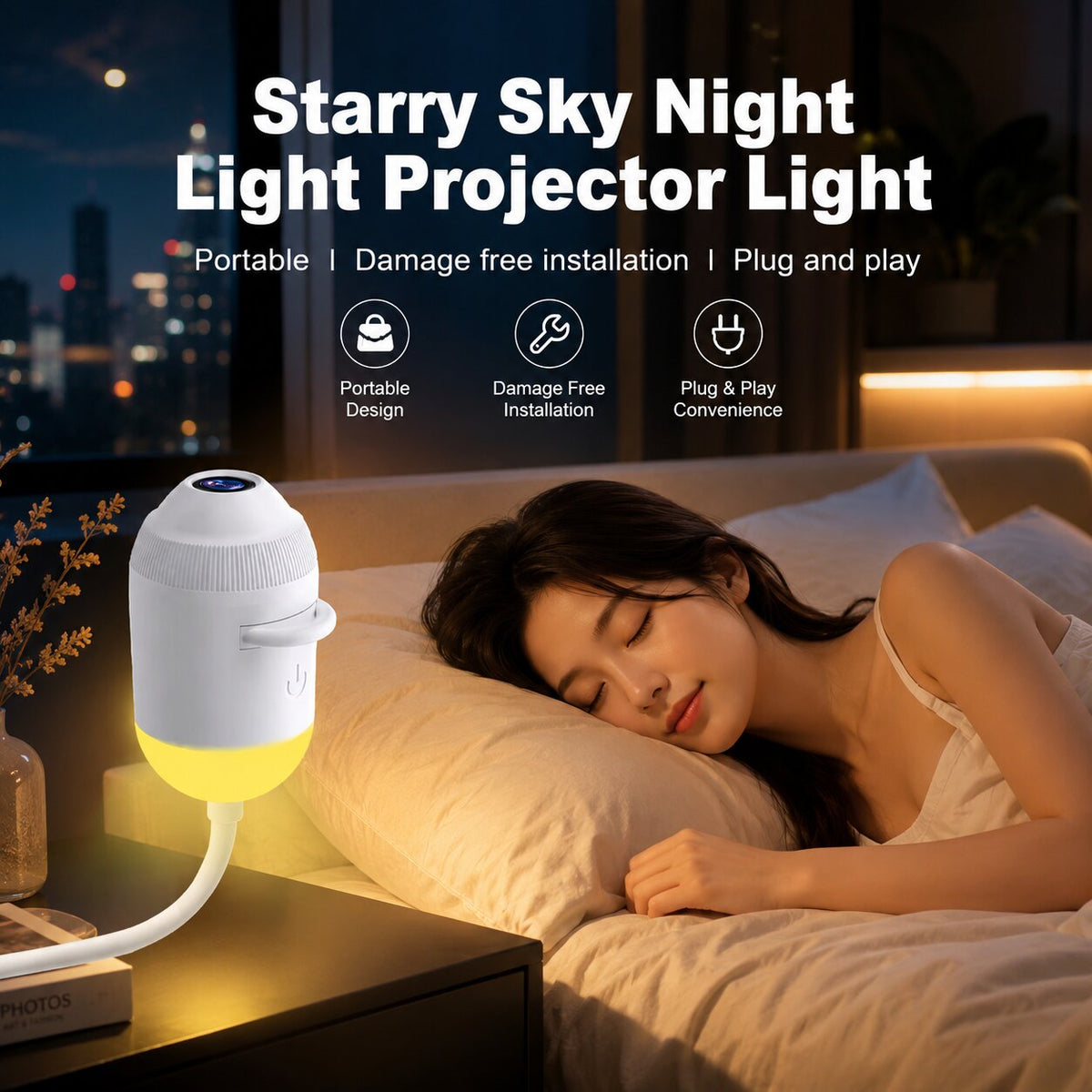 Proyector de cielo estrellado con motivos intercambiables | Sternschleier