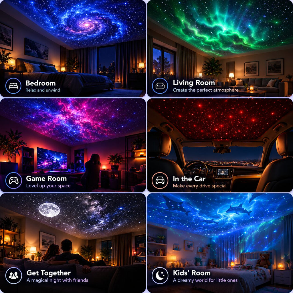 Proyector de cielo estrellado con motivos intercambiables | Sternschleier