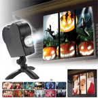 Proyector de Halloween | Ventanas e interiores | 12 películas incluidas | Instalación fácil