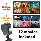 Proyector de Halloween | Ventanas e interiores | 12 películas incluidas | Instalación fácil