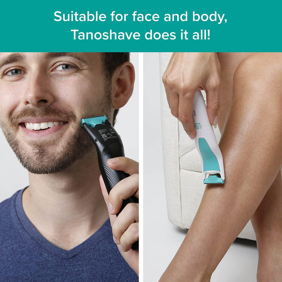 Recortadora eléctrica unisex TanoShave para cara y cuerpo, uso en seco y húmedo, con doble cuchilla y 13 ajustes de long