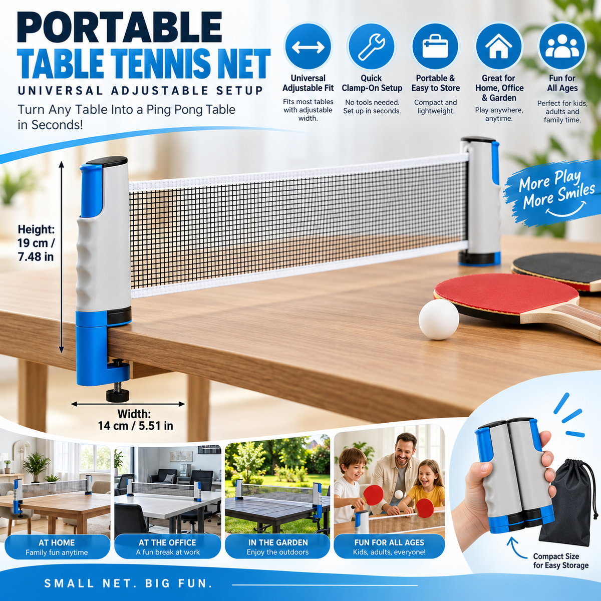 Red portátil de tenis de mesa universal ajustable