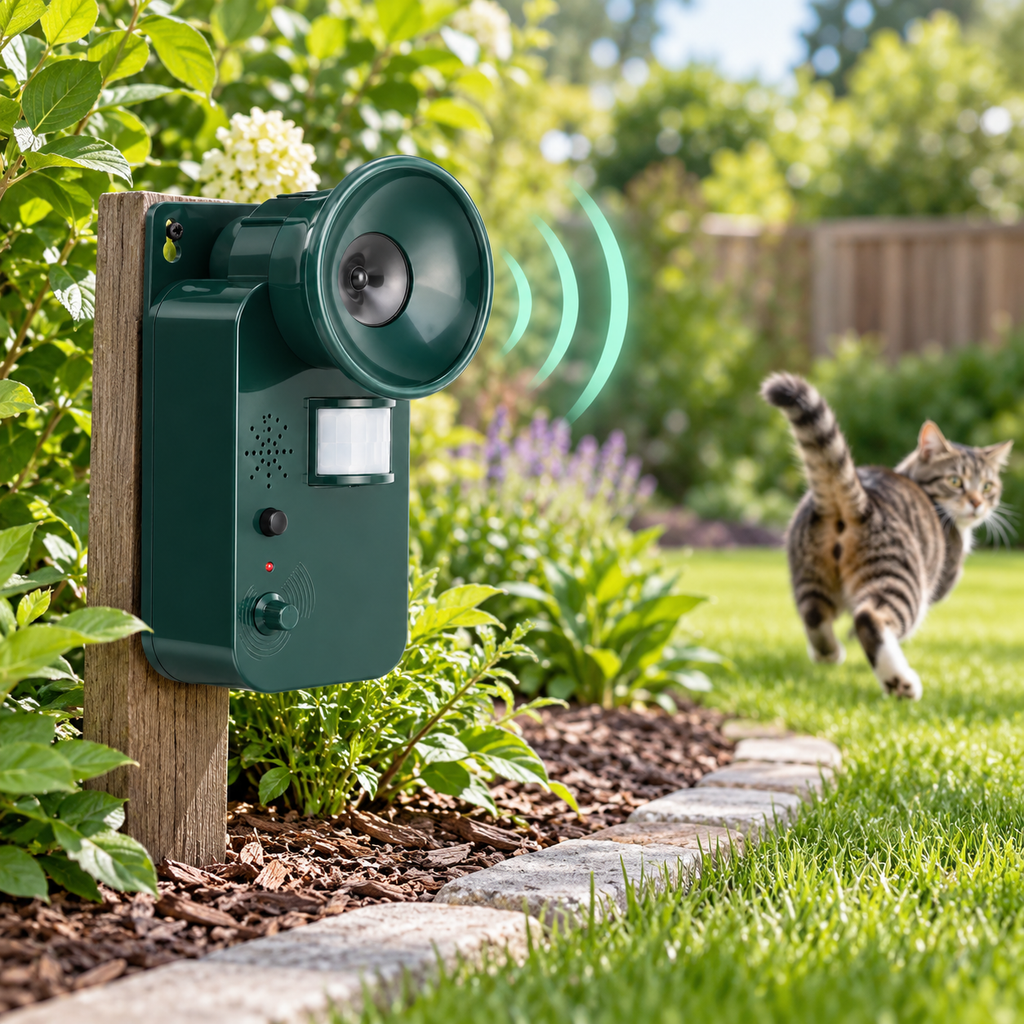 Repelente Ultrasónico de Animales con Sensor de Movimiento Inalámbrico para Exterior