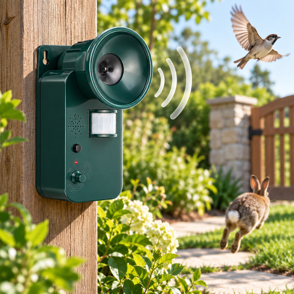Repelente Ultrasónico de Animales con Sensor de Movimiento Inalámbrico para Exterior