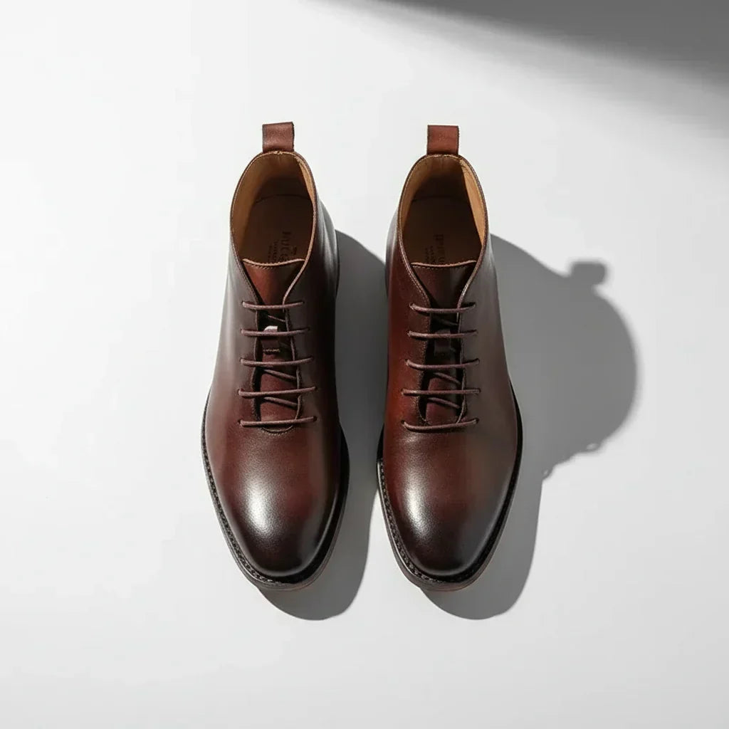 Robbin – Botas de tobillo de piel auténtica acabadas a mano para hombre