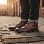 Robbin – Botas de tobillo de piel auténtica acabadas a mano para hombre